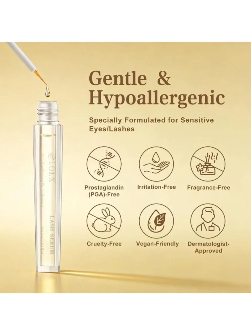 Lash Growth Serum – Fast Results in 7 Days, Nourishing Eye Formula for Sensitive